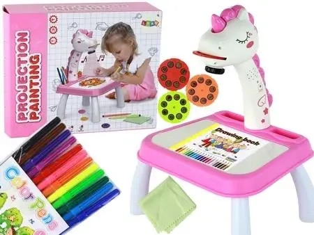Projektor stolik do malowania różowy Jednorożec - Leantoys