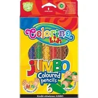 Kredki ołówkowe Jumbo 6 kol naturalne drewno + tem. Colorino Kids