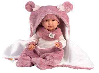 Lalka bobas Mimi płacząca z kocyko-przewijak. 42cm - Llorens
