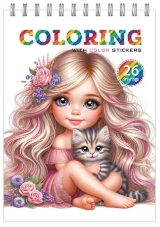 Kolorowanka 148x210 z naklejkami 12 stron Dziewcz - Fresh