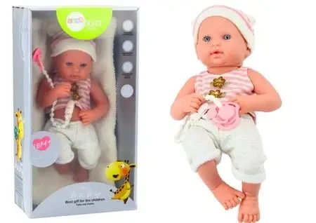 Lalka bobas w biało-różowym ubranku - Leantoys