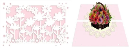 Karnet 12x18 cm + koperta POP-UP Kosz z kwiatami - DaVinci