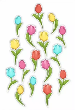 Dekoracje okienne dwustronne - Tulipany 02 16szt - LearnHow