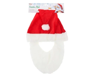 Czapka Mikołaja z brodą 29x36cm - Godan