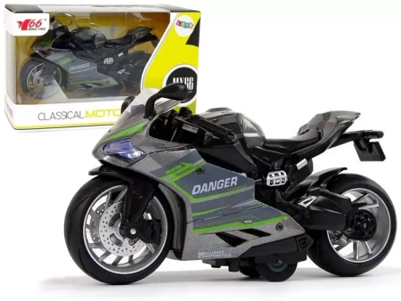 Motocykl sportowy z napędem 1:12 zielony - Leantoys