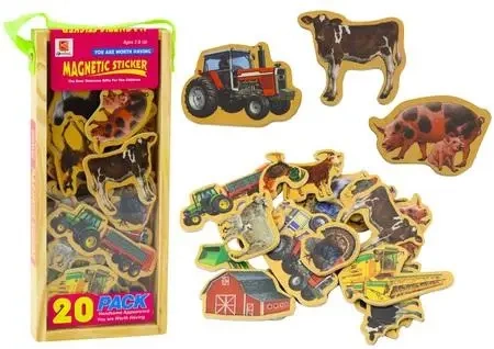 Magnesy drewniane zwierzęta i maszyny rolnicze 20s - Leantoys