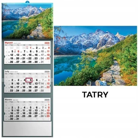 Kalendarz 2026 trójdzielny tatry - Evena