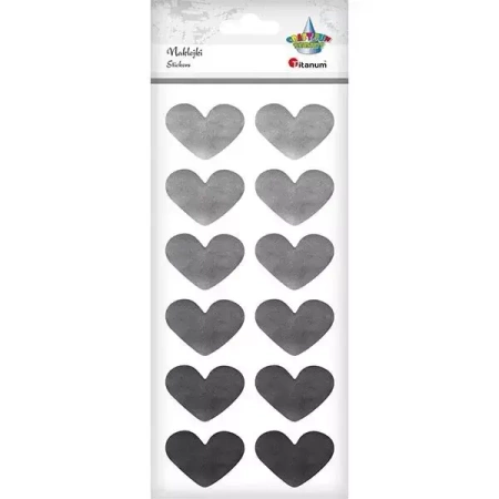 Naklejki foliowe serca srebrne 12szt. - Titanum