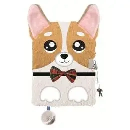 Pamiętnik z kłódką A5/96K 3D włochacz Corgi - ST-MAJEWSKI