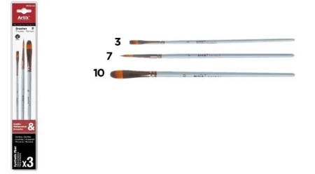 Pędzle syntetyczne zestaw 3szt - Artix