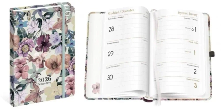 Kalendarz 2026 książkowy B6/192K Mat+UV Flowers - INTERDRUK