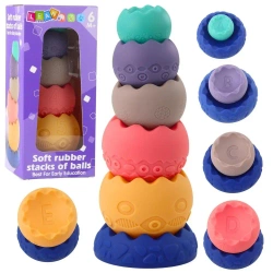 Piramidka sensoryczna edu miękkie jajka piłki cyfr - Leantoys