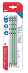 Ołówek z gumką HB 4szt pastel - MP Main Paper