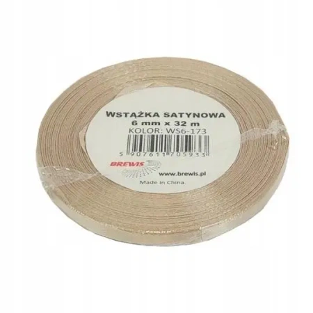 Wstążka satynowa migdałowa 6mm x 32m - Brewis