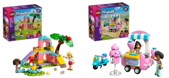 LEGO FRIENDS 42640 PLAC ZABAW DLA ŚWINEK MOR+STOISKO Z WATĄ CUKROWĄ I SKUTE