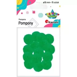 Pompony poliestrowe 18mm zielone 15szt - Titanum