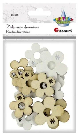 Drewniane kwiatki 23 i 30mm naturalny biały 12szt - Titanum
