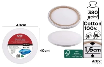 Podobrazie okrągłe 40x40x1.6cm 380G/m2 - Artix