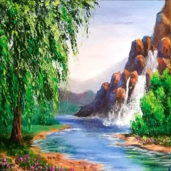 Mozaika diamentowa 5D - Wodospad 40x30cm - Titanum