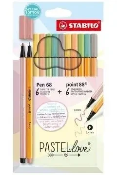 Cienkopis Point 88 Flam Pen 68 pastellove 12szt - Stabilo