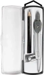 Cyrkiel metalowy z ołówkiem w etui
