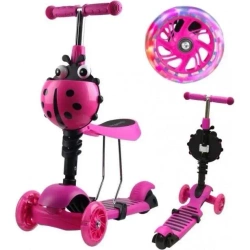 Hulajnoga 3-kołowa 3w1 biedronka różowa - Enero