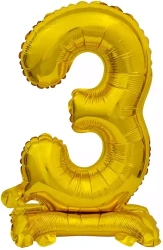 Balon foliowy B&C cyfra 3 stojący złoty 38cm - Godan