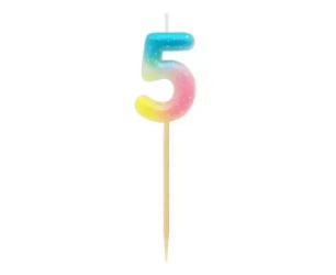 Świeczka piker cyferka 5, ombre, pastelowa SF-POP5 - Godan