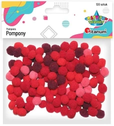 Pompony poliestrowe 10mm czerwone 120szt. - Titanum