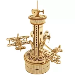Puzzle Drewniane 3D Pozytywka Wieża kontroli lotów - Robotime