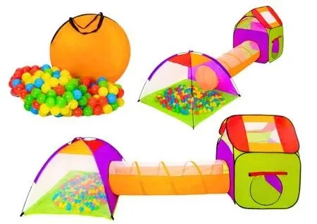 Plac zabaw 3w1 domek namiot tunel + kulki kolorowy - Leantoys