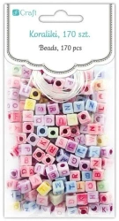 Koraliki literki kolorowe na białej bazie 40g - Dalprint dpCraft