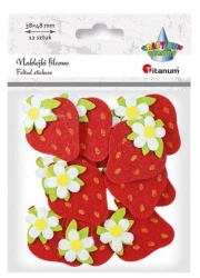 Naklejki filcowe 3D truskawki 38x48mm 12szt - Titanum