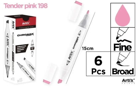 Marker Chromax z 2 końcówk. tender pink 198 (6szt) - Artix