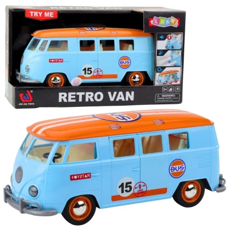 Retro van bus światło dźwięk niebieski - Leantoys