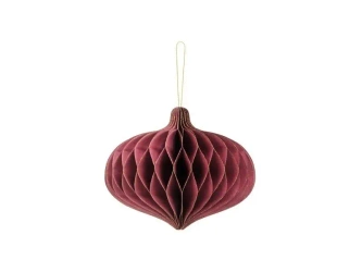 Bombka papierowa honeycomb Owal bordo 18x15cm - PartyDeco