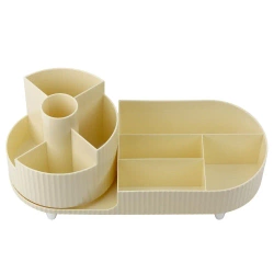 Organizer na kosmetyki obrotowy beżowy - Leantoys