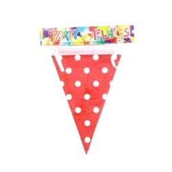 Girlanda flagi w kropki czerwona 27.5cmx6m - Penword