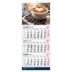 Kalendarz 2026 Trójdzielny Twarda Główka Kawa - O-press