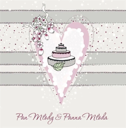 Karnet Swarovski kwadrat CL0225 Ślub tort w sercu - Clear Creations