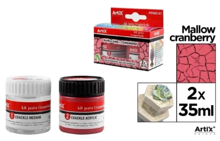 Farba akrylowa malinowa + środek do spękań 2x35ml - Artix