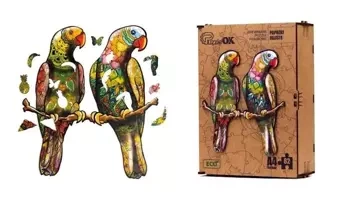 Puzzle drewniane eko 82 Papużki faliste A4 - PuzzleOK