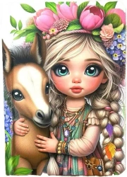 Notatnik A6/64K gładki TW Dziewczynka z koniem - Fresh