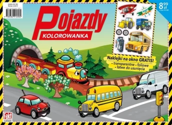 Pojazdy. Kolorowanka z naklejkami na okno - praca zbiorowa