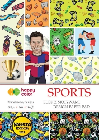 Blok z motywami Sports A4 16 ark HAPPY COLOR - GDD