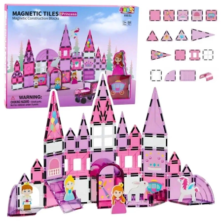 Klocki magnetyczne różowe 58el - Leantoys