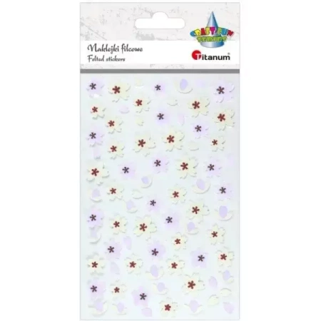 Naklejki filcowe kwiaty biało-czerwone mix 75szt. - Titanum