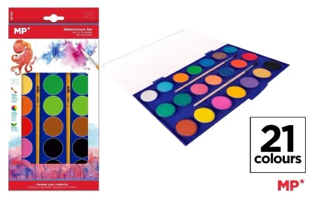 Farba akwarelowa z pędzelkiem 21 kolorów - MP Main Paper