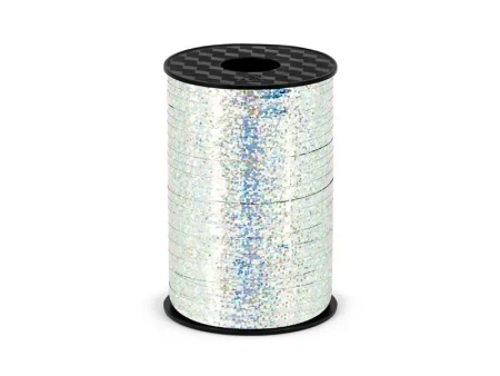Wstążka plastikowa srebrna 5mmx225m - PartyDeco