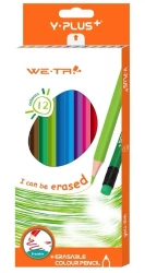 Kredki bezdrzewne ścieralne z gumką 12 kolorów - Y-Plus